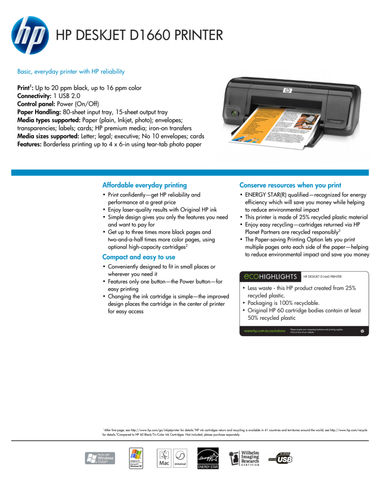 hp deskjet d1660 series