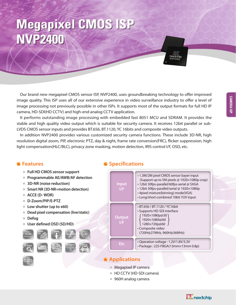 Megapixel Cmos Isp Nvp2400 Manualzz