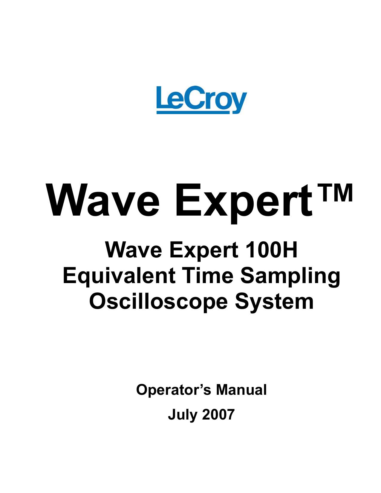 Lecroy WaveExpert Sampling Oscilloscope Manual Manualzz