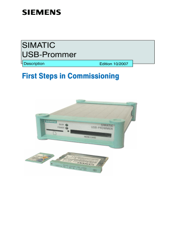 SIMATIC USB-Prommer First Steps in Commissioning | Manualzz