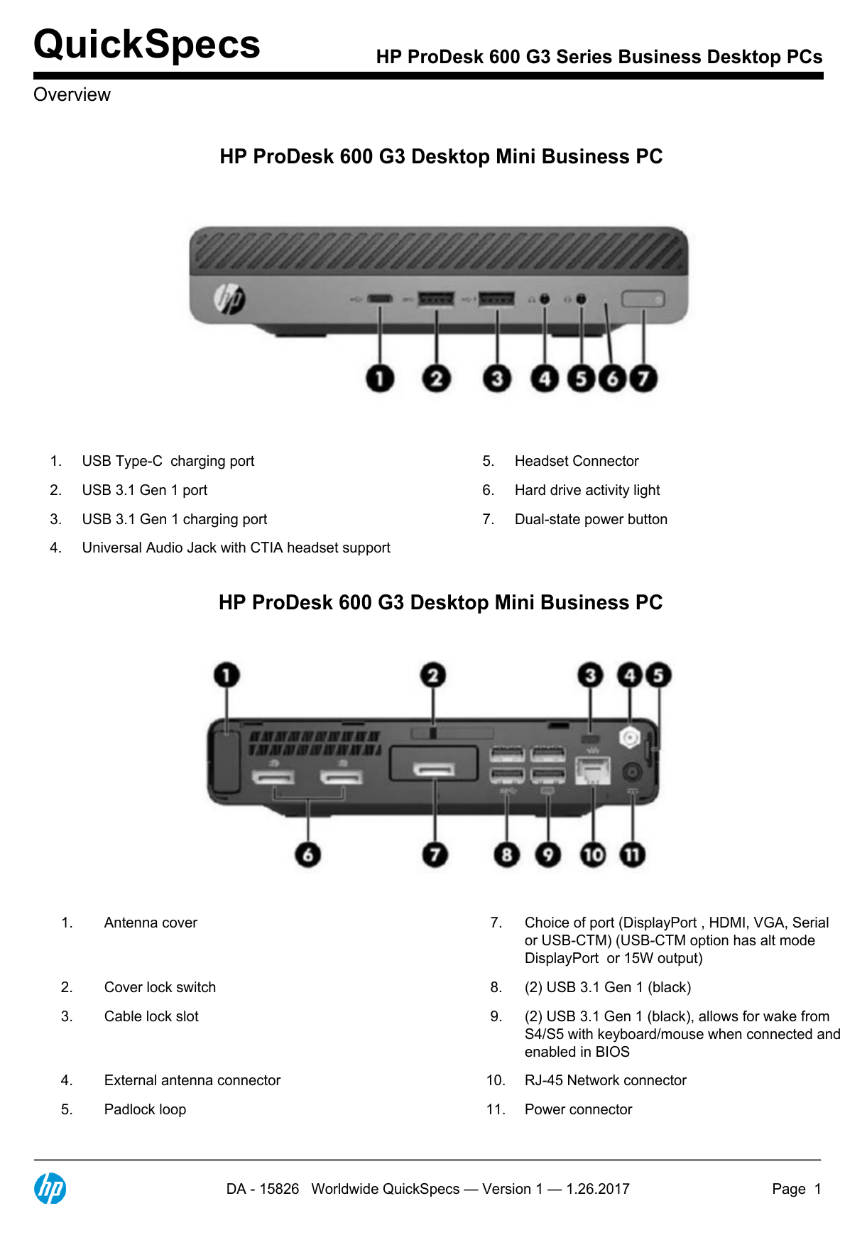 HP ProDesk 600 G3 Series Business Desktop PCs Manualzz