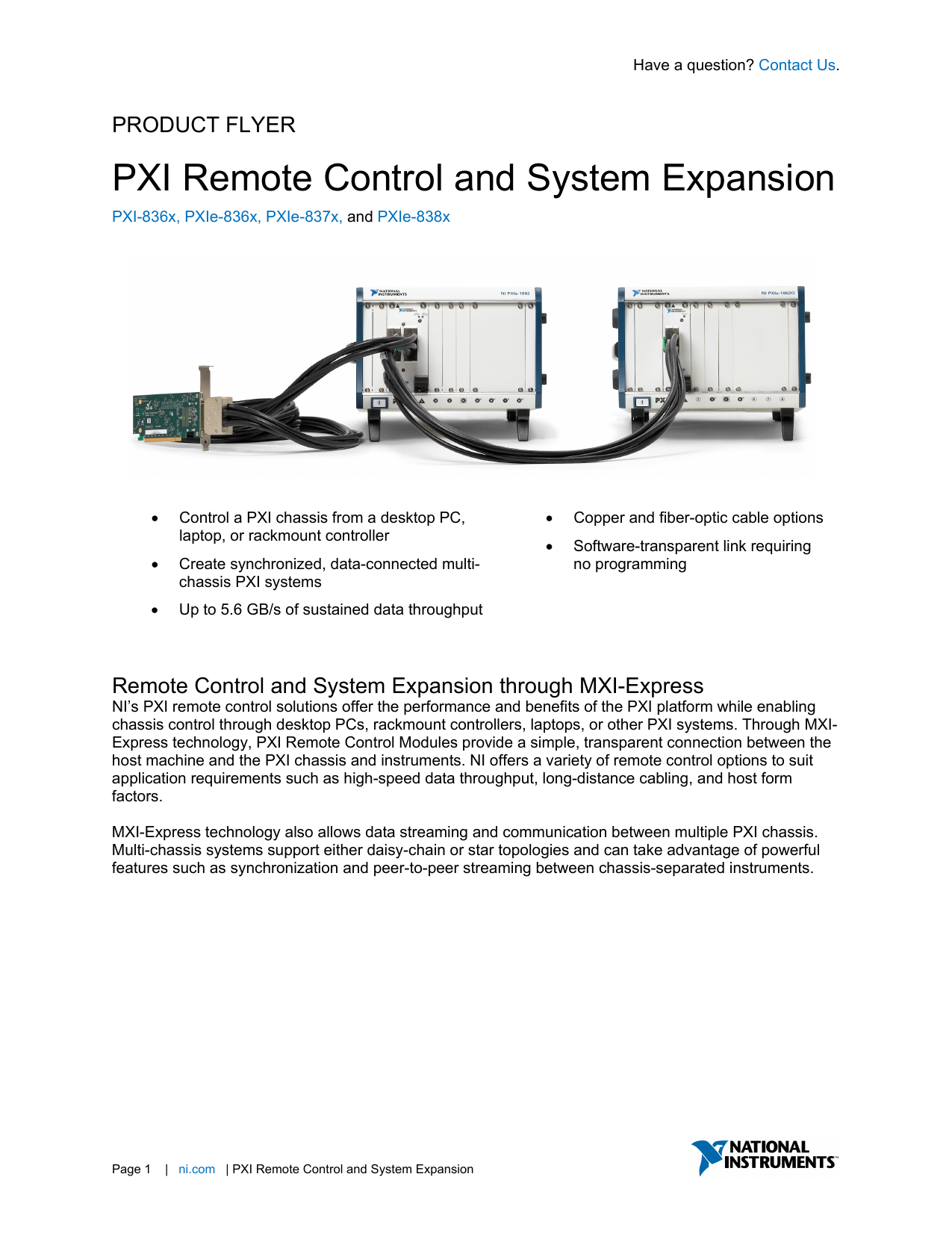 PXI Remote Control and System Expansion Product Flyer Manualzz