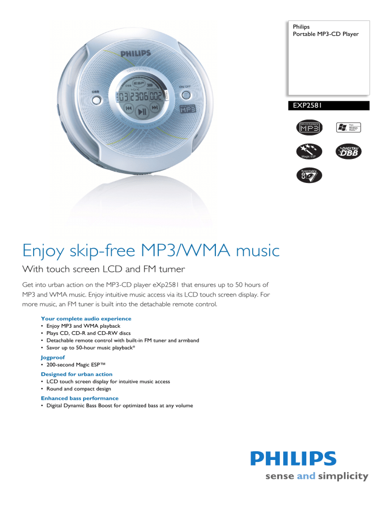 EXP2581/07 Philips Portable MP3CD Player Manualzz