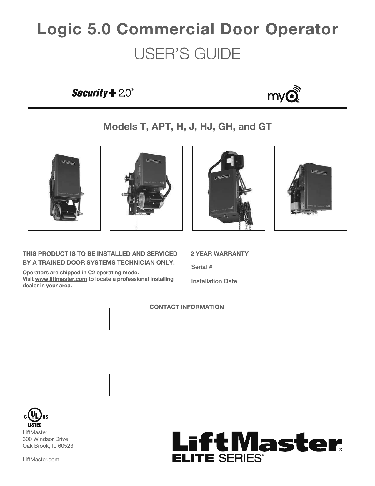 Logic 5.0 Commercial Door Operator USER`S GUIDE Manualzz