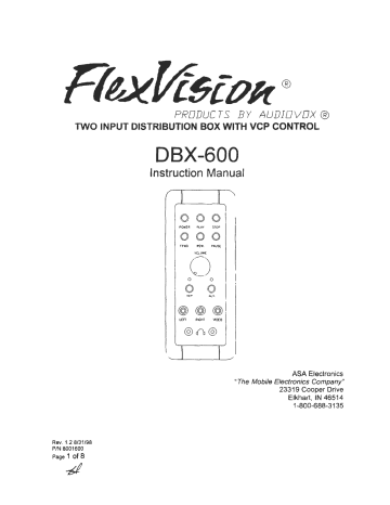 Audiovox FlexVision DBX-600 Instruction Manual | Manualzz