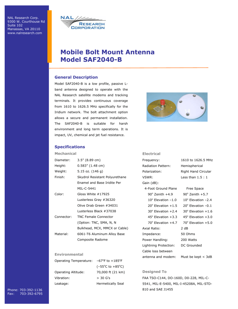 Mobile Bolt Mount Antenna Model Saf40 B Manualzz