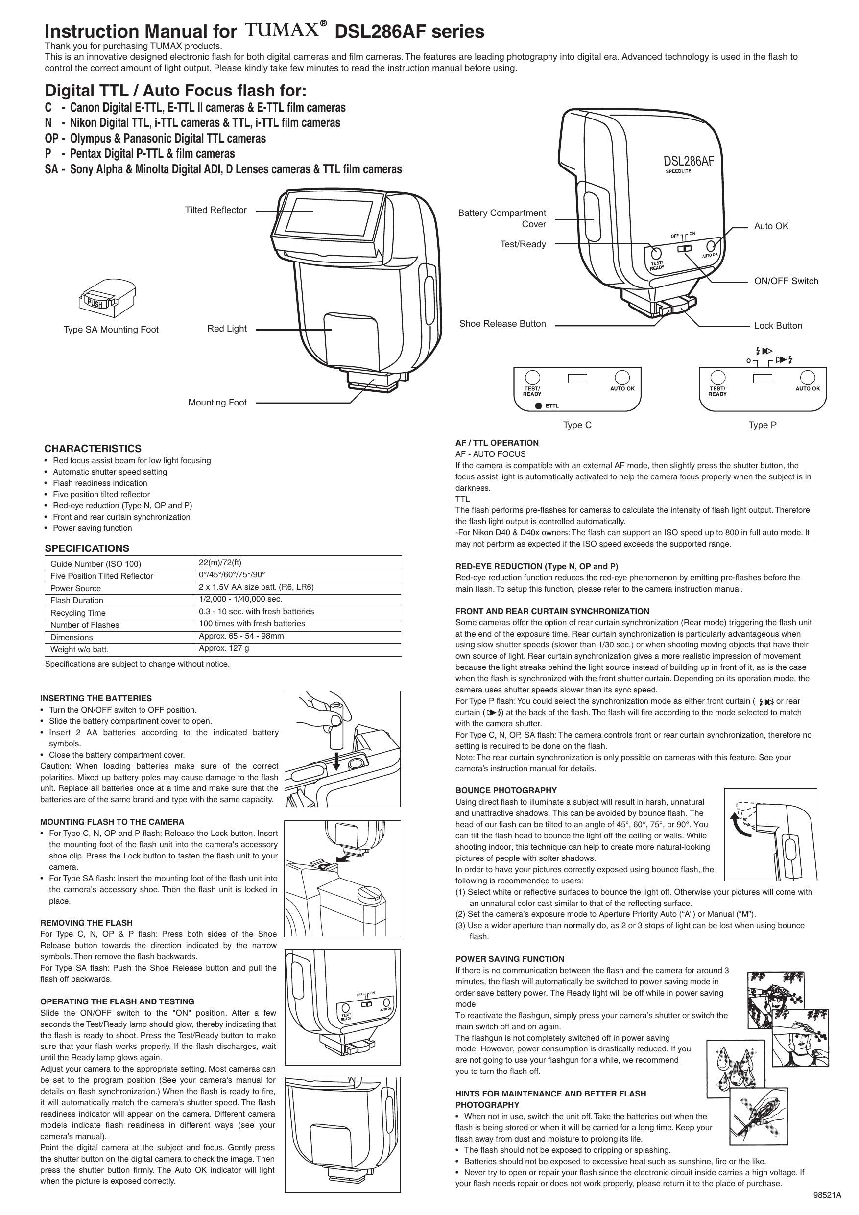 Instruction Manual For Dsl286af Series Manualzz