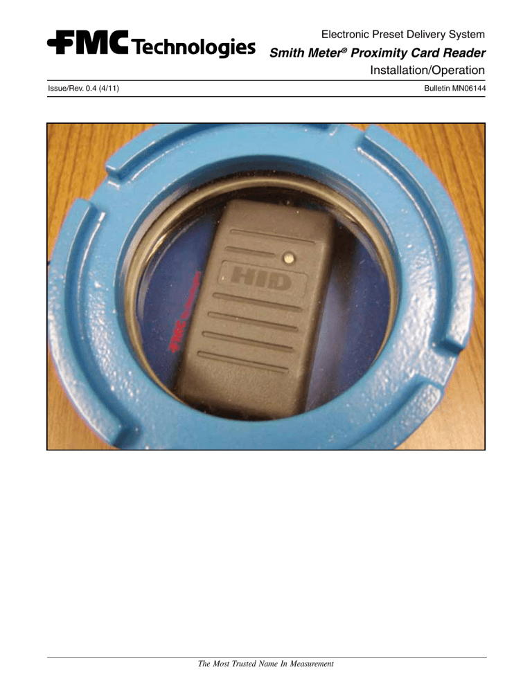 Smith Meter Proximity Card Reader Manualzz
