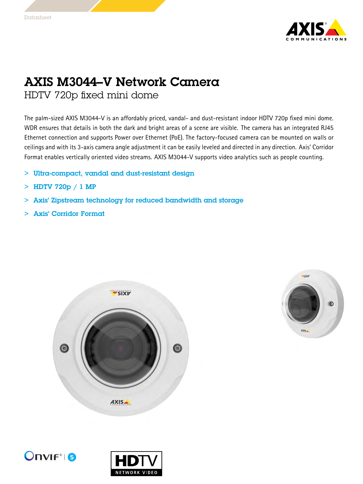 Axis M3044-V Fixed Dome Network Camera 