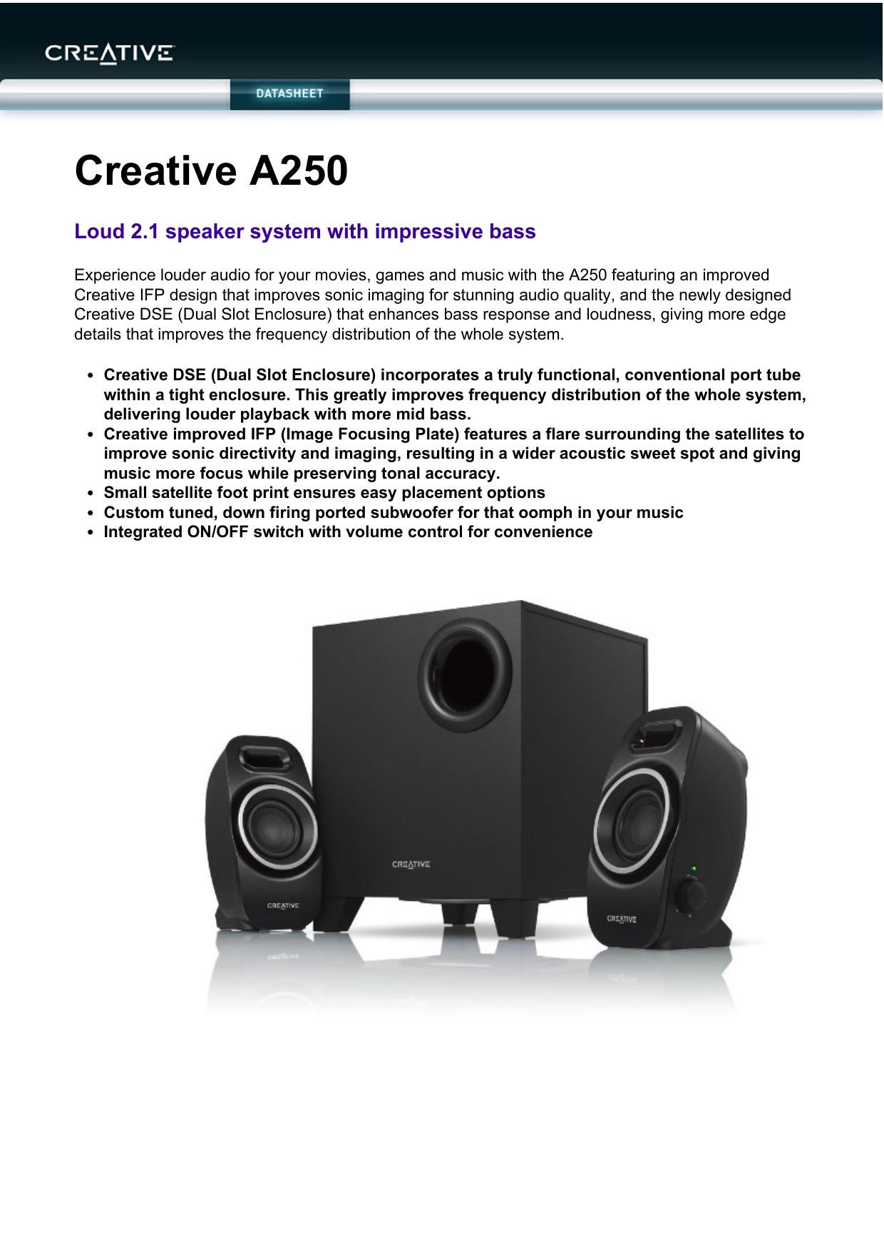 Creative A250 2.1 Speaker System - Productos Archivados - Creative