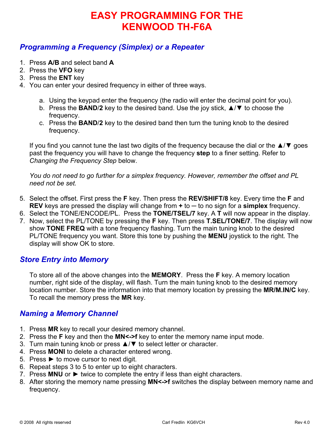 Easy Programming For The Kenwood Th F6a Manualzz