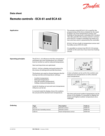 Remote Controls Eca 6 And Eca 63 20 Manualzz