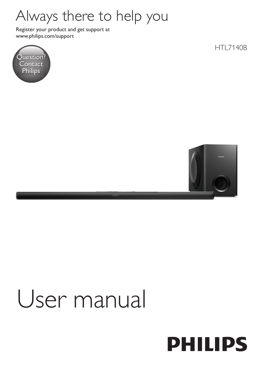 Philips HTL7140B/12 Soundbar speaker User manual Manualzz