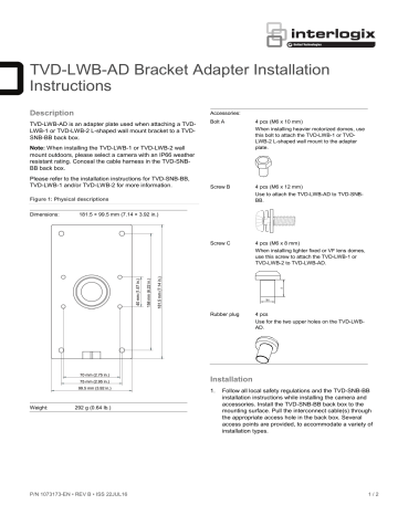 Interlogix TruVision TVD-LWB-AD Bracket Adapter Installation instructions | Manualzz