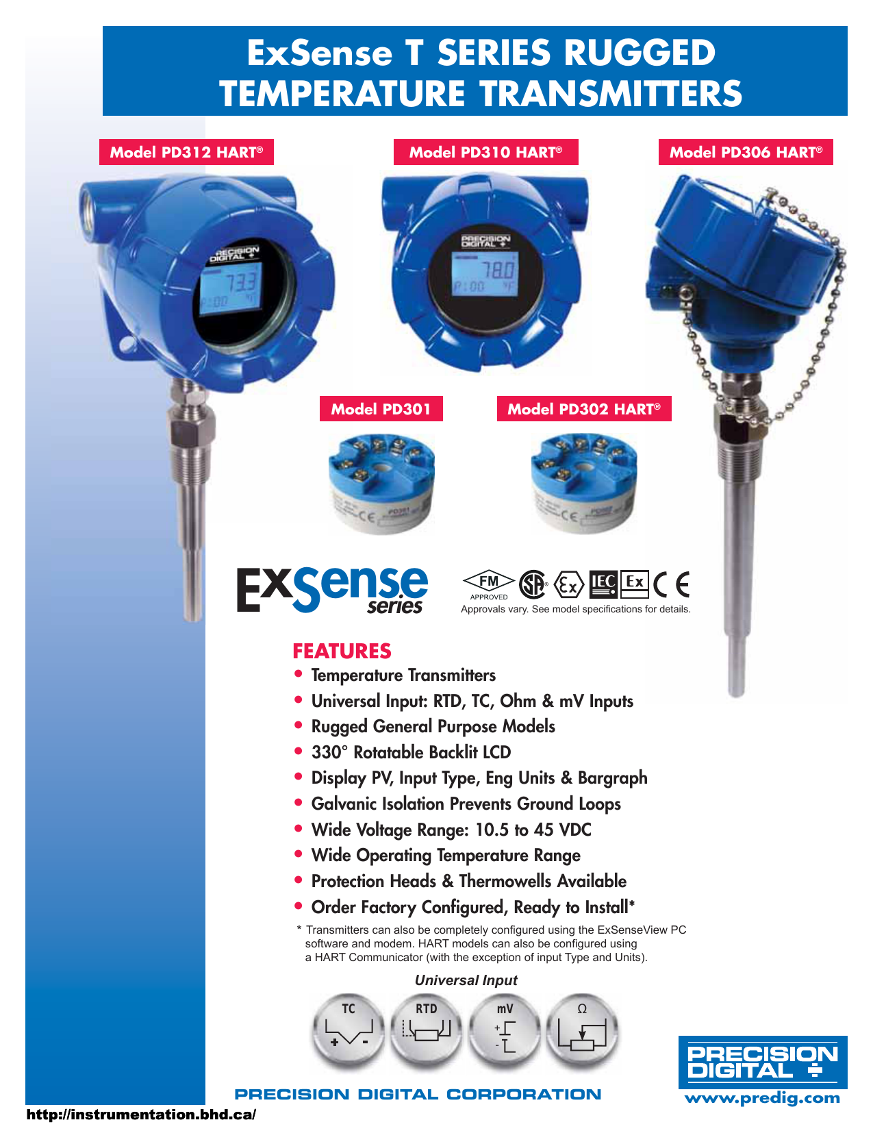 Precision Digital PD312 Exsense Temperature Transmitter Datasheet