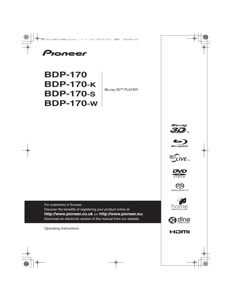 Pioneer Bdp 170 User Manual Manualzz