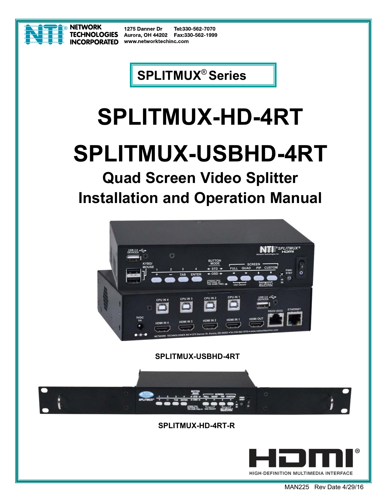 HDMI Quad Screen Splitter Multiviewer 4Port USB KVM Manualzz