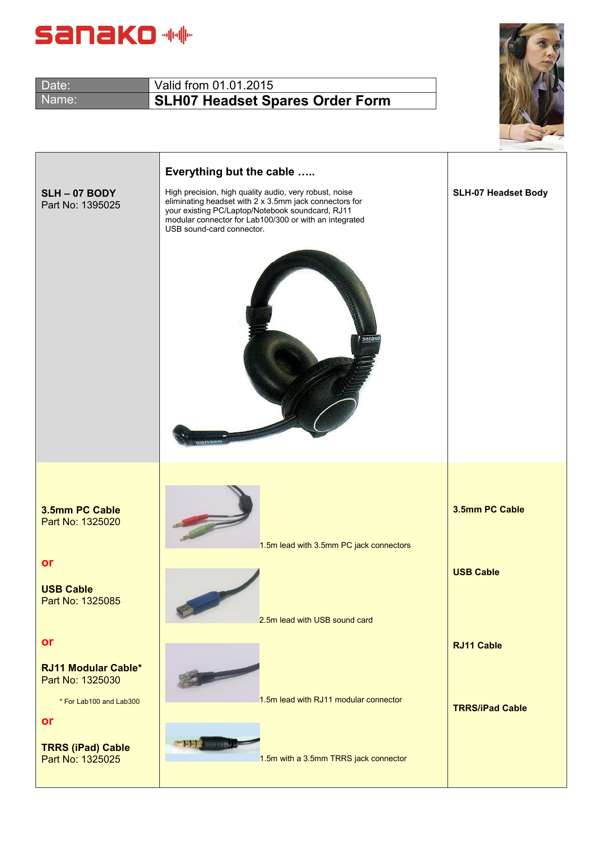 headset with rj11 connector