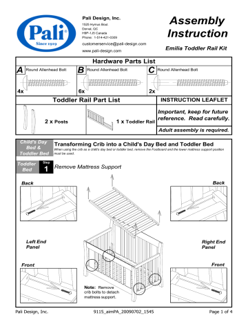 Pali cheap crib parts