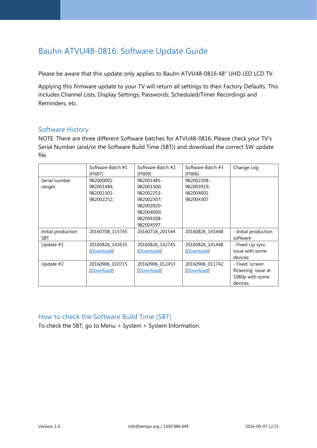 Bauhn ATVU48-0816: Software Update Guide | Manualzz