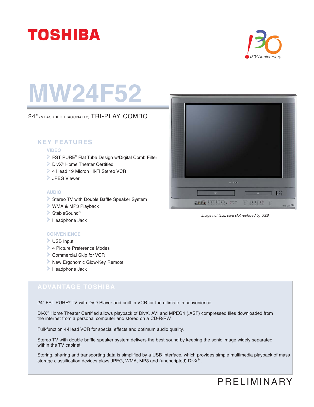 Toshiba Mw24f52 Television Specification Manualzz