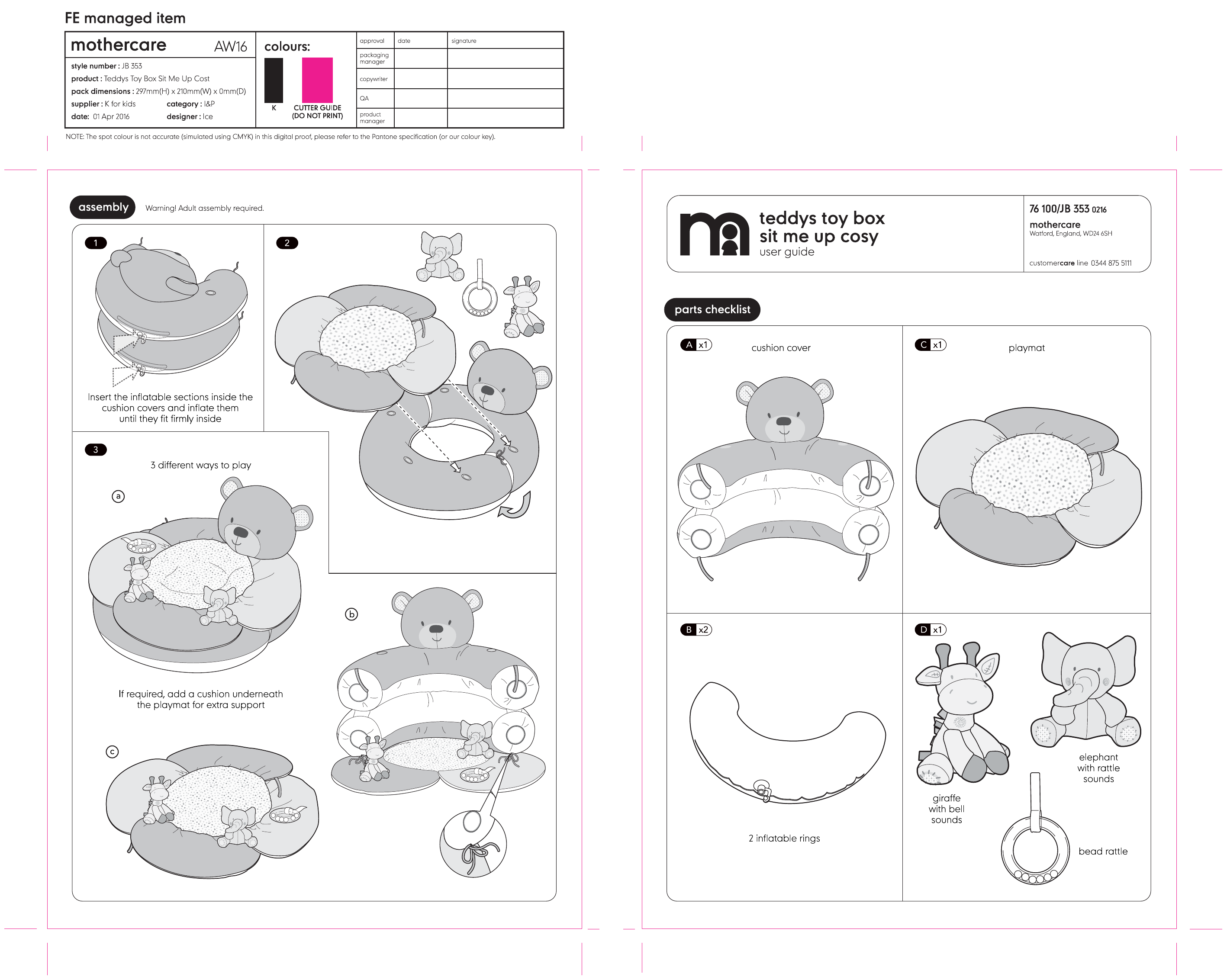 Mothercare teddy's toy sales box swing instructions