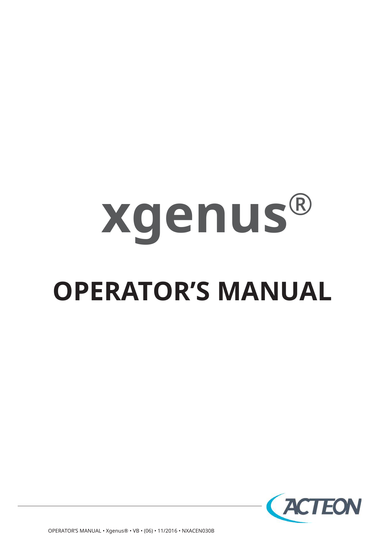 Operator`s manual XGenus EN (NXACEN030B).indd Manualzz