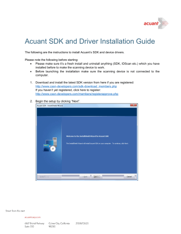 Acuant SDK and Driver Installation Guide | Manualzz
