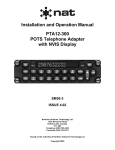 PTA12-300 POTS Telephone Adapter with NVIS Display Installation and Operation Manual