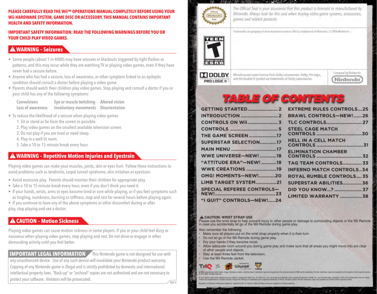 Click Here To The Wwe 13 Manual For Nintendo Wii Manualzz