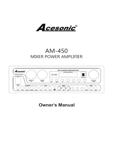 Acesonic AM-450 800W 4-Channel Power Mixing Amplifier Owner's Manual | Manualzz