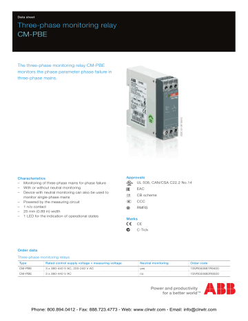Abb Cm Pbe 3 Phase Monitoring Relays Manualzz Abb Cm Pbe 3 Phase Monitoring Relays Manualzz