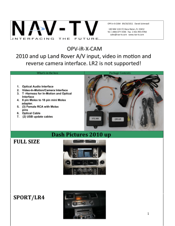 NAV-TV OPV-IR X-CAM Owner's Manual | Manualzz