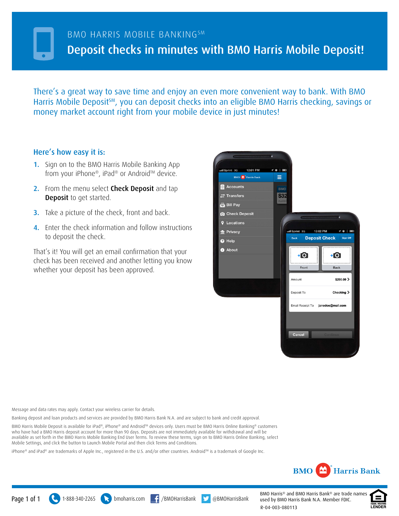 Deposit Checks In Minutes With Bmo Harris Mobile Deposit Manualzz