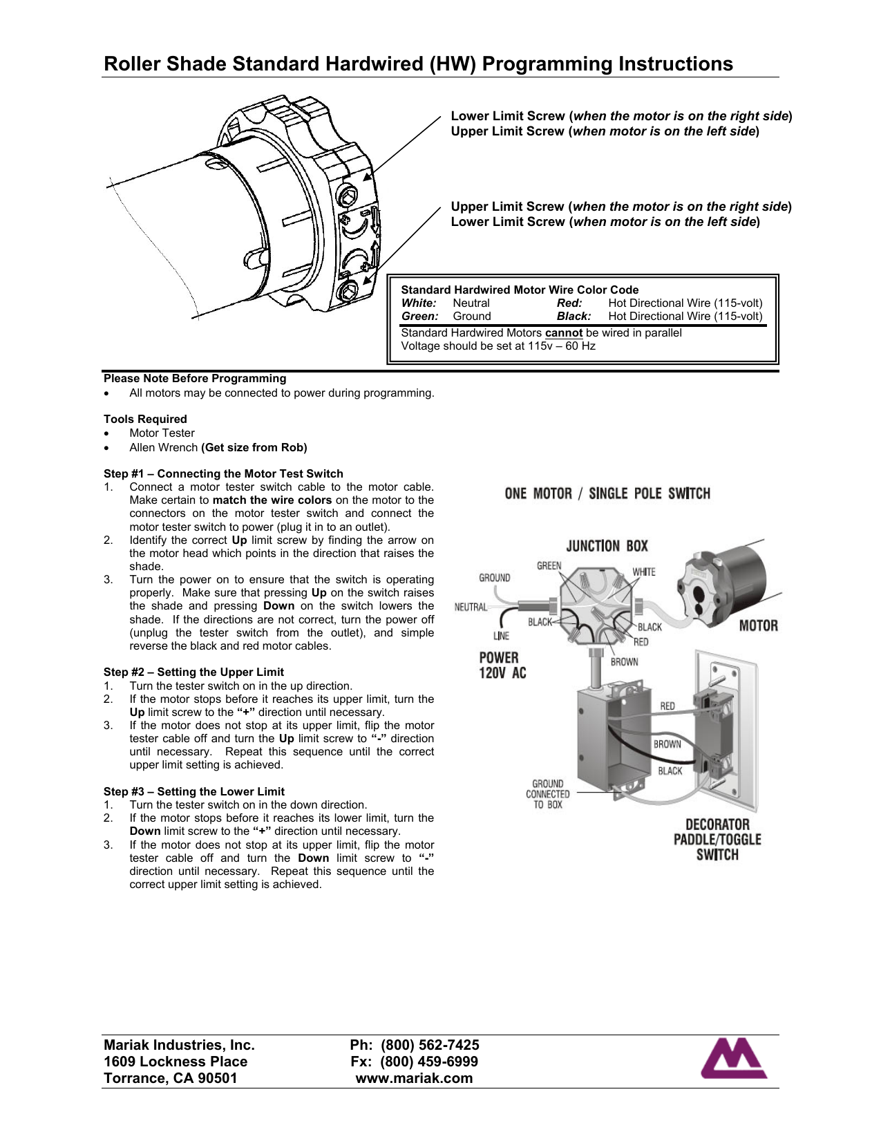 Gaposa Standard Hardwire Motor Programming Instructions Manualzz