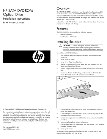 Compaq ProLiant DL170e - G6 Server Installation instructions | Manualzz