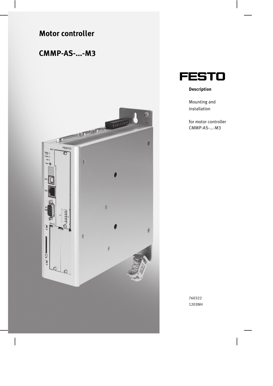 Festo 1501328 Model CMMP-AS-C10-11A-P3-M3 Motor Controller