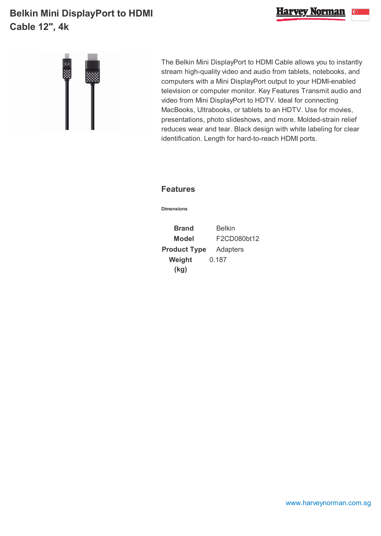 Belkin Mini Displayport To Hdmi Cable 12 4k Manualzz