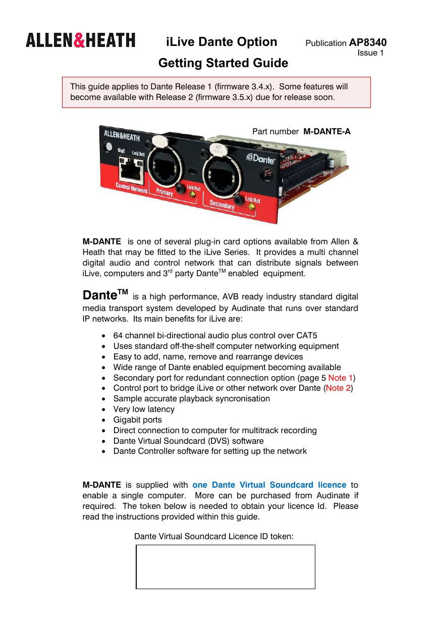 Dante virtual soundcard support offersvsera