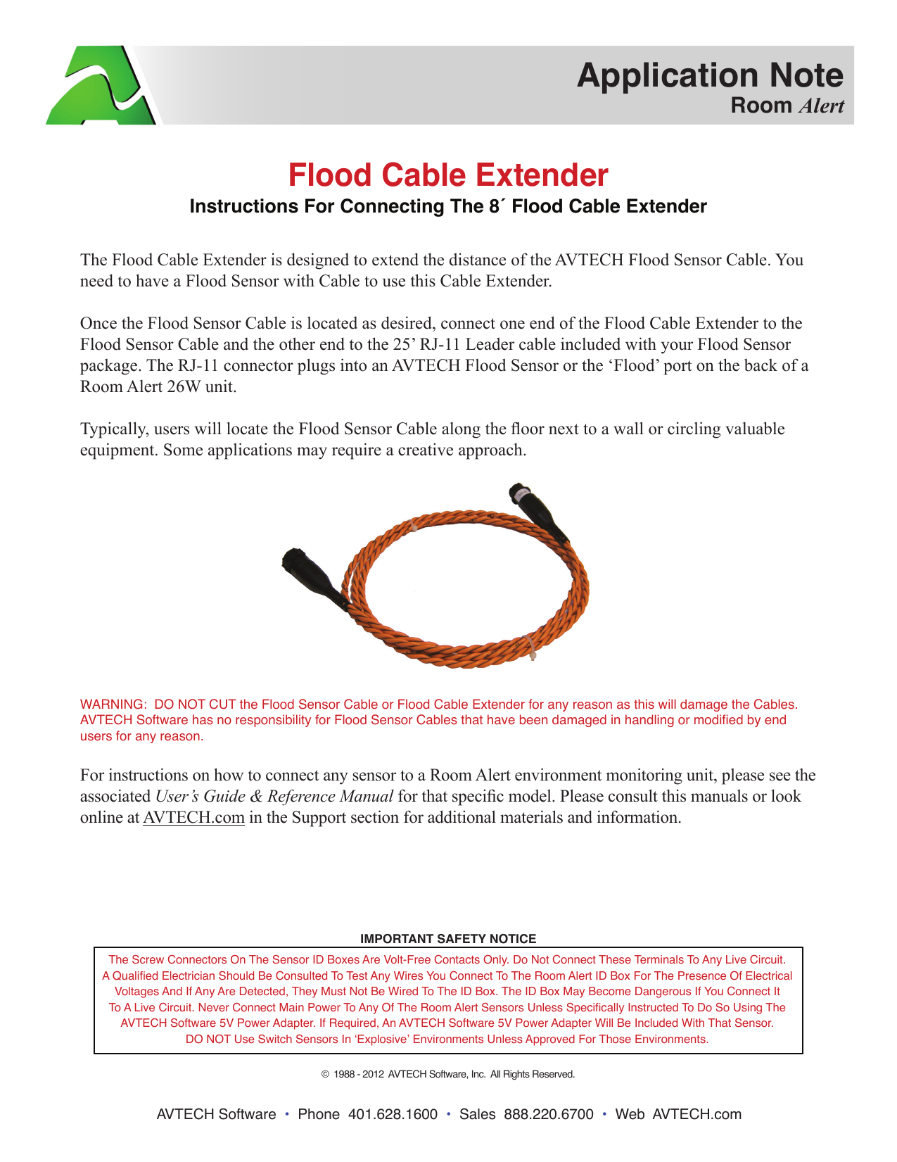 Avtech Instructions For Installing Avtech S Flood Cable