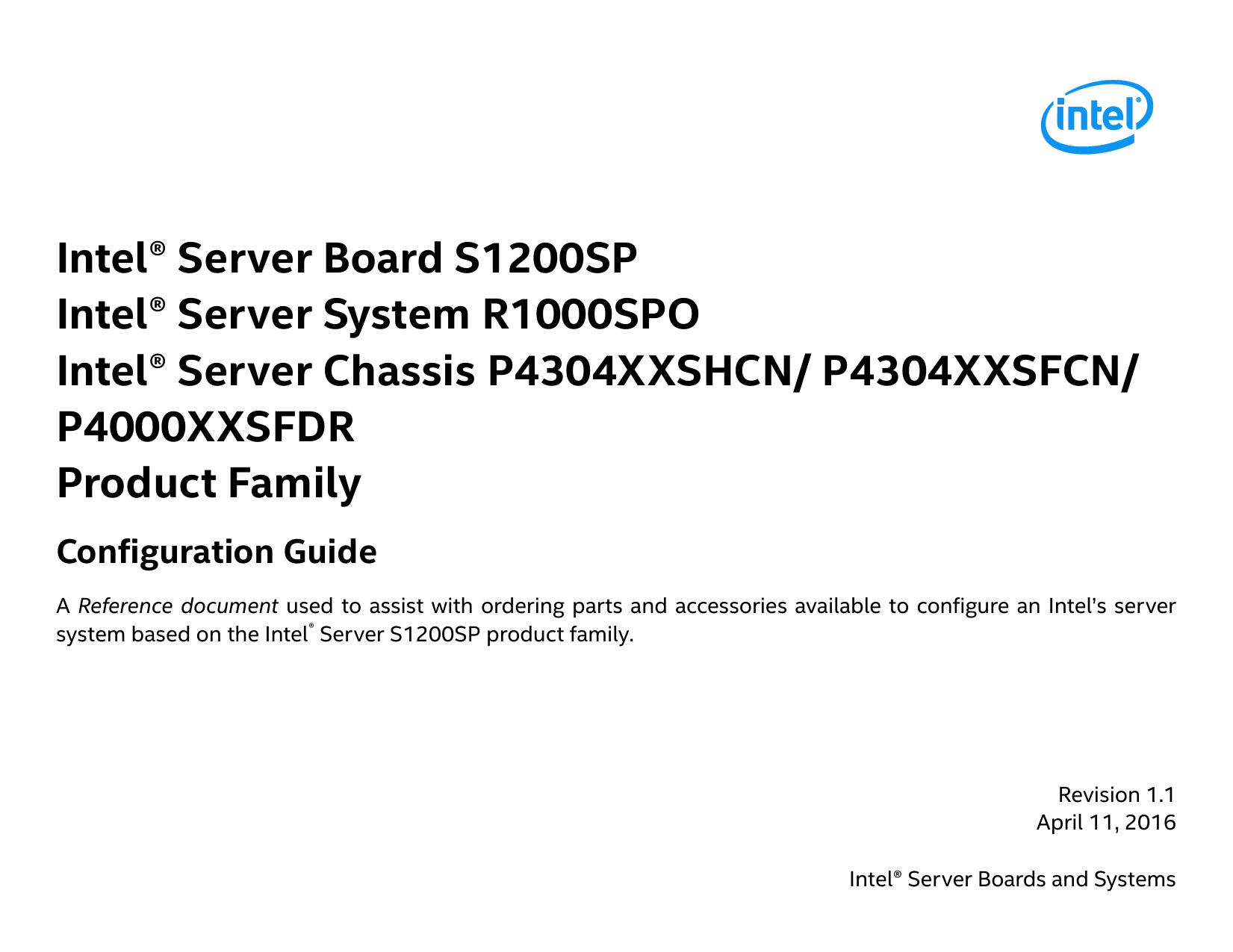 Intel® Server S1200SP Family Configuration Guide Manualzz