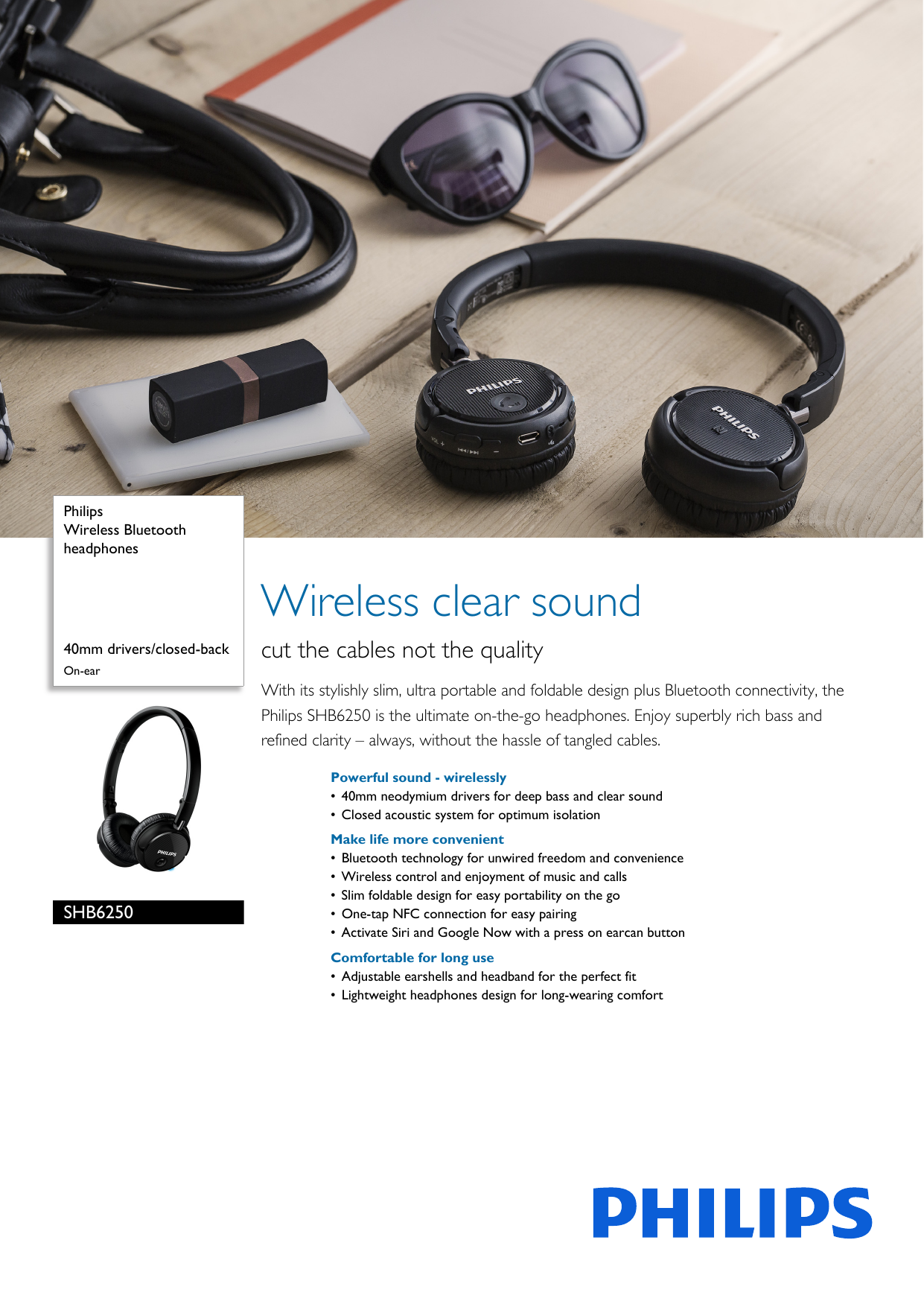 philips slim fold bluetooth headphones