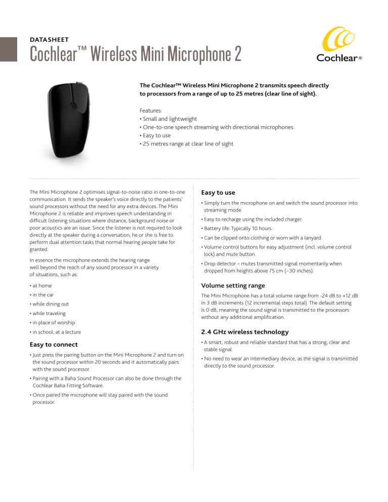 Cochlear Wireless Mini Microphone 2 Manualzz Cochlear Wireless Mini Microphone 2 Manualzz