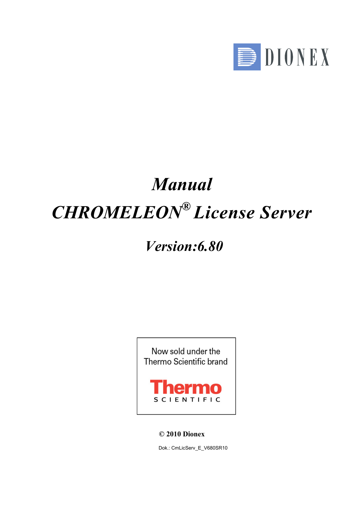 Chromeleon License Server - Thermo Fisher Scientific | Manualzz