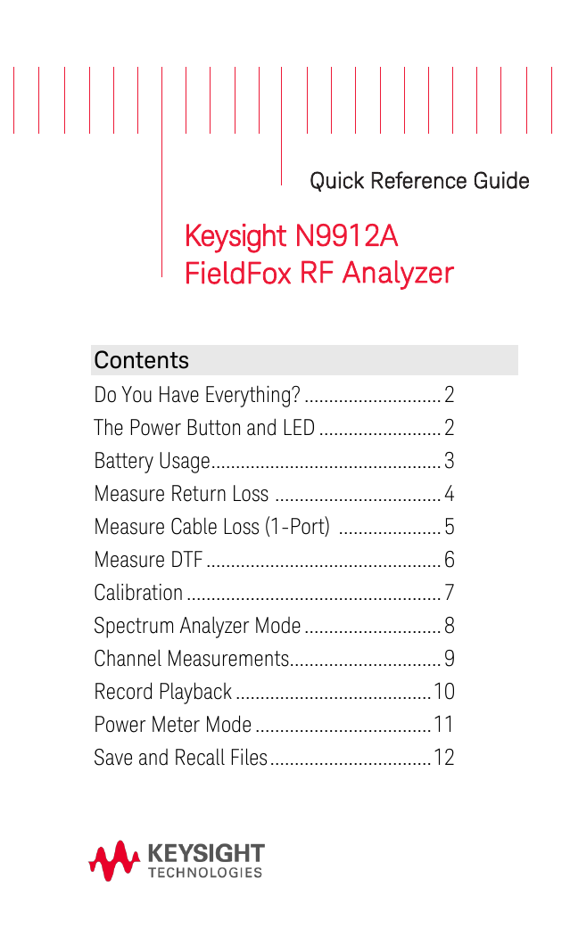 Keysight N9912A FieldFox RF Analyzer | Manualzz