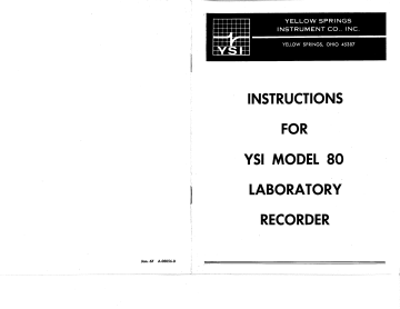 YSI 80 Laboratory Recorder Operating instructions | Manualzz