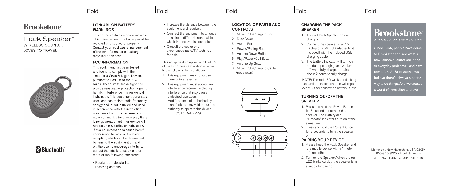 Brookstone Pack Speaker manual Manualzz