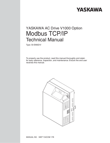 Yaskawa 1000 Series Modbus TCP-IP Manual | Manualzz