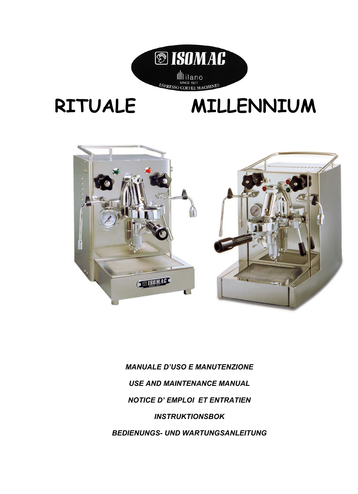 Isomac Rituale Und Isomac Millennium Manualzz