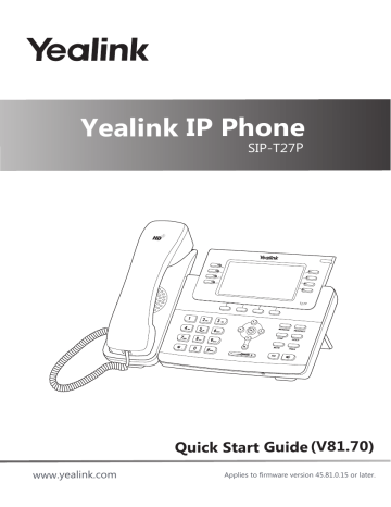 Yealink SIP-T27P Quick Start Guide | Manualzz